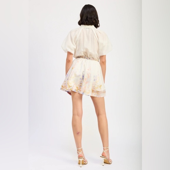 Sold- $350 EN SAISON White Floral Dress Puffer Sleeves Size Large - Picture 5 of 5